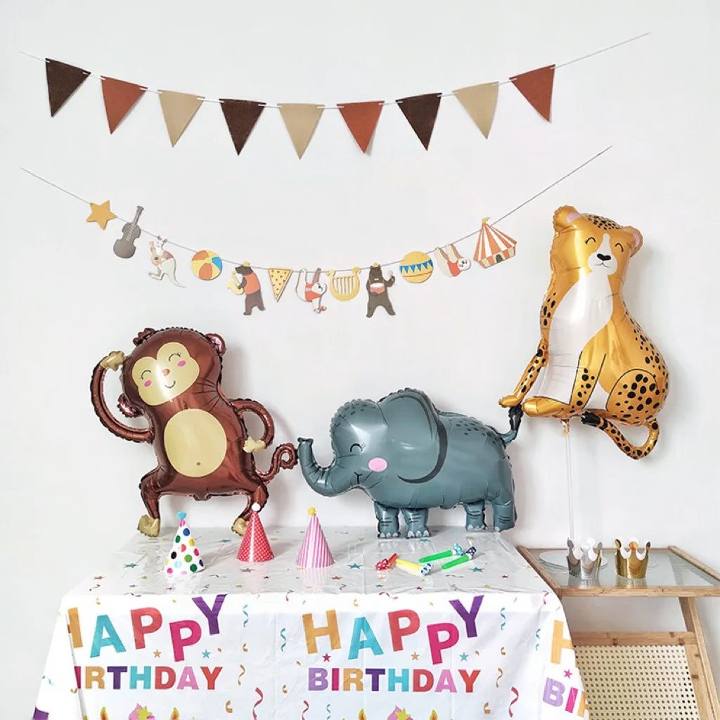 New Cartoon Animal Theme Foil Balloon Jungle Safari Forest Lion Rabbit Kids Birthday Decoration Supplies Elephant Giraffe Baloon Petoria Store