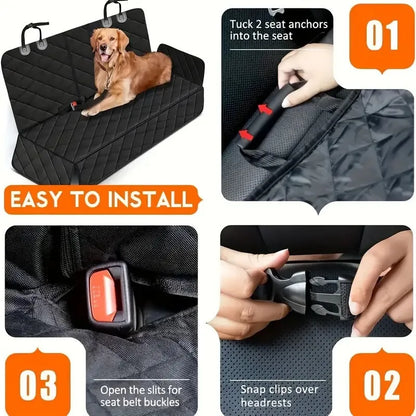 🐾 Petoria® Wasserdichter Auto-Rücksitzbezug für Hunde &amp; Katzen – Rutschfeste Schutzdecke mit Sicherheitsgurt-Öffnungen