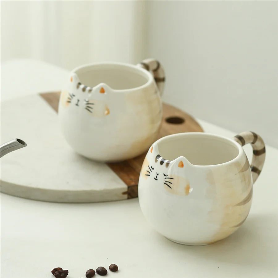 Keramiktasse mit Katzenmotiv Kreativer Becher