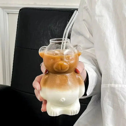 Bären Glasbecher mit Strohhalm Petoria