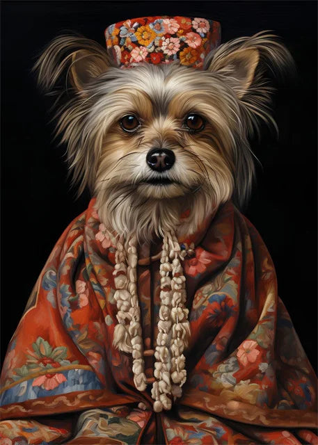 Animal Dog Portrait Art Canvas Painting Dog Dressed King Funny Posters and Prints Wall Art Pictures for Home Living Room Decor Petoria Store