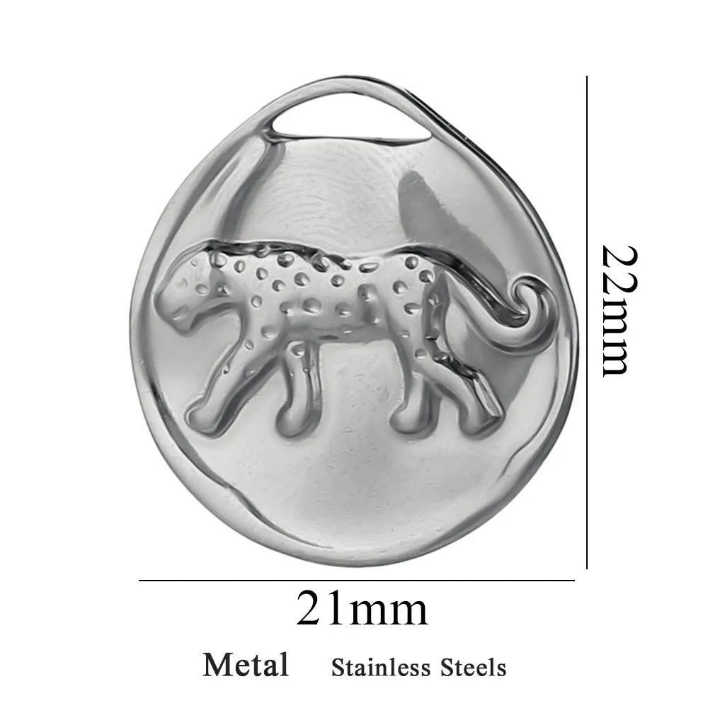 5 Stück Edelstahl-Anhänger, vergoldet, für die Schmuckherstellung, runde böse Tiere, Anhänger für DIY-Halsketten, Ohrringe, Armbänder, Zubehör