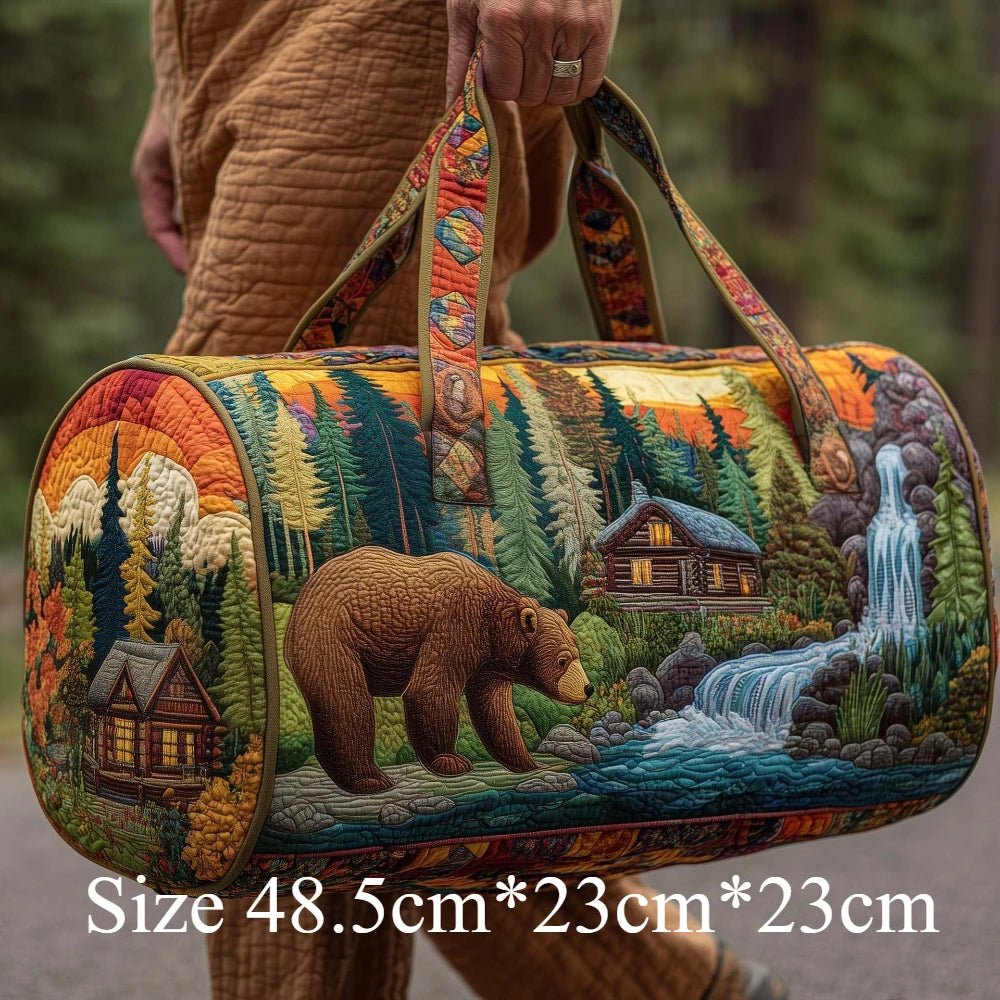 3D Quilted Travel Tote Bag Animal Print Bear Flamingo Peacock Llama Lion Boho Art Tote for Men Women Weekend Beach Trip Bags Petoria Store
