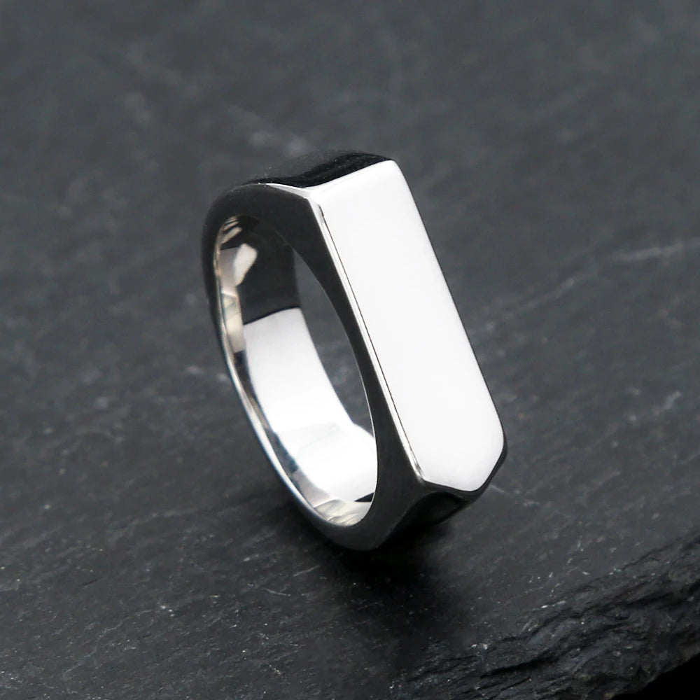Mode 316L Edelstahl Einfache Ringe Für Männer Frauen Punk Hip Hop Square Band Flache Top Siegelring Charme Partei Schmuck Geschenke