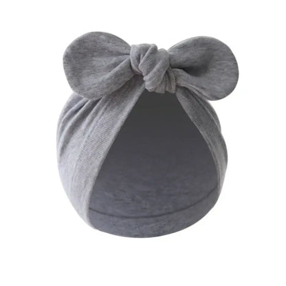 White baby turban beanie with a bow and knot, crafted from gentle cotton, suitable for infants, SKU: 14:202529808