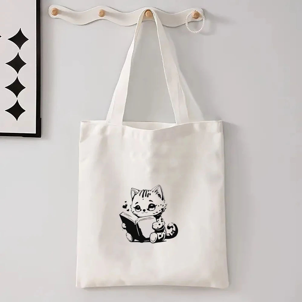 Kawaii Chic Cartoon-Tiere Katze Große Kapazität Tragetasche Schmetterling, Panda Stilvolle Umhängetasche für Frauen