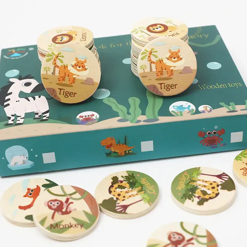 Holz Memory-Spiel mit Tiermotiven für Kinder