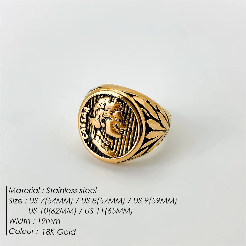 Edelstahl Vintage Ring Herren Klassischer Schmuck