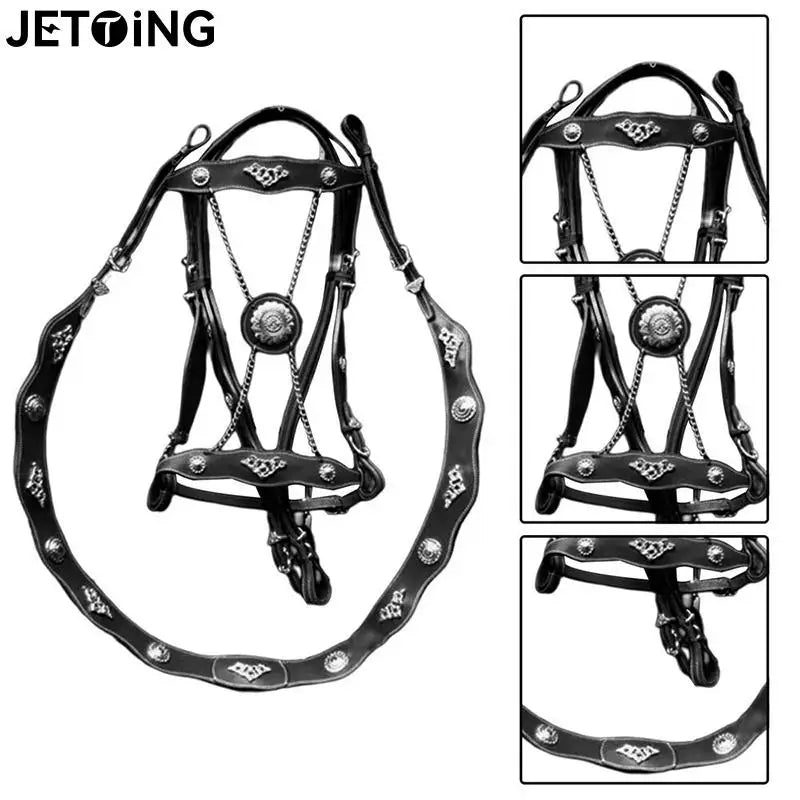 Pferde halfter und Bleis eile pu Leder halfter und Bleis eile ergonomisch bequeme une inges chränkte Halfter mit Metalls chnalle