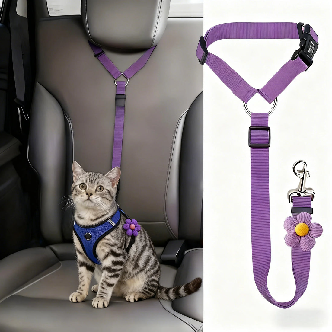 🐾 Petoria® Verstellbarer Kopfstützen-Sicherheitsgurt für Hunde &amp; Katzen