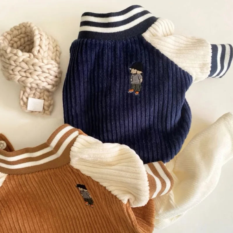 Niedliche bestickte Haustier-Baseballjacken, Hundekleidung für kleine und mittelgroße Katzen, Teddy-Mantel, Welpen-Frühlingskleidung, warmes, modisches Haustier-Outfit