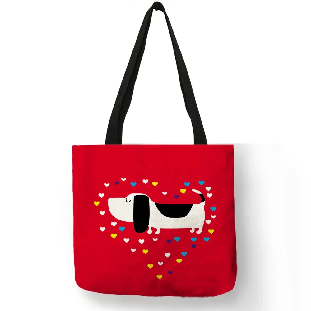 Einkaufstasche mit Cartoon-Tier-Katzen-Aufdruck für Damen, faltbar, wiederverwendbar, Einkaufstaschen, Handtaschen aus Polyester