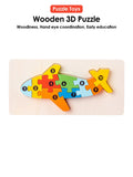 3D Holz Puzzles Pädagogische Cartoon Tiere Frühes Lernen Erkenntnis Intelligenz Puzzle Spiel Für Kinder Spielzeug