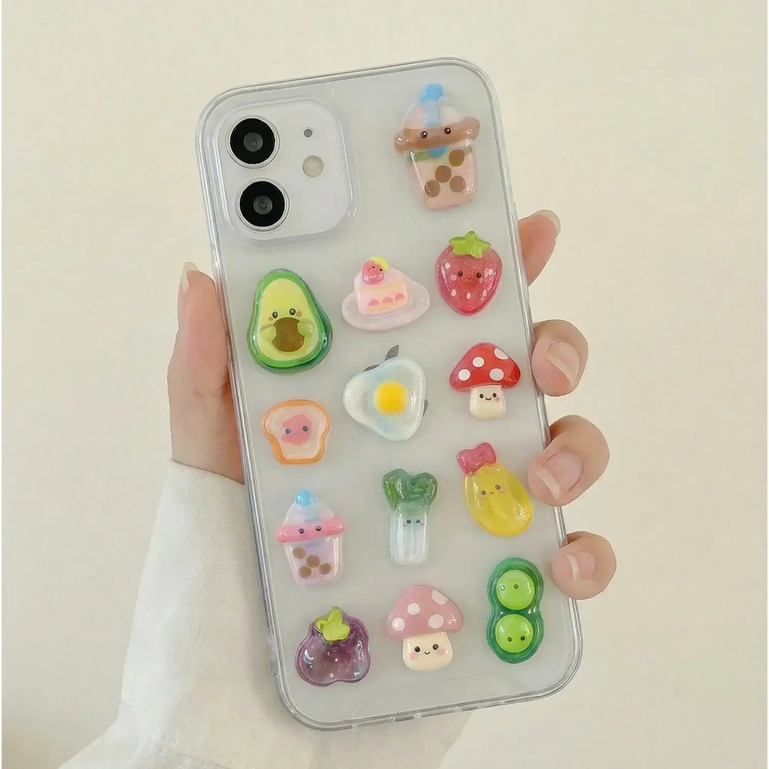 Multiple sheets of 3D kawaii stickers with cute animal, food, and drink motifs in vibrant colors, suitable for personalizing accessories and stationery.