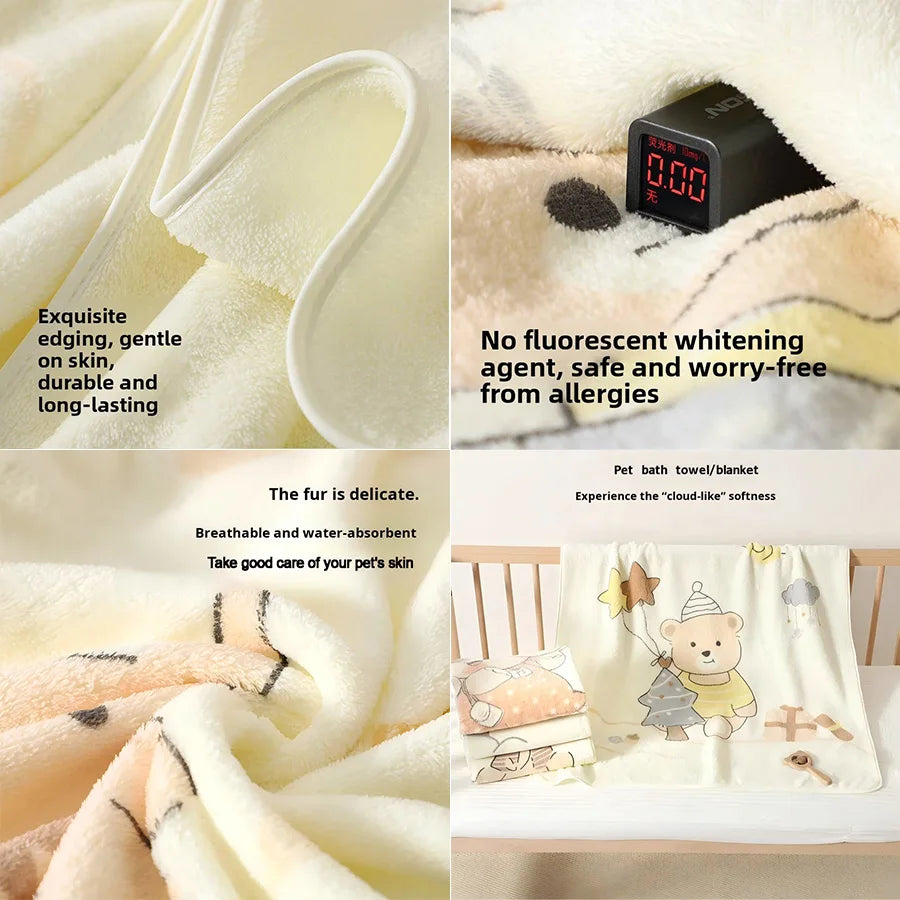 1 Haustierdecke, weiche und bequeme Haustierdecke mit Cartoon-Motiv, geeignet für Hunde und Katzen, Weihnachtsgeschenk
