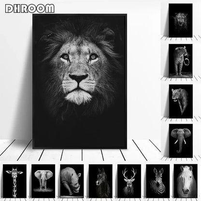 Canvas Painting Animal Wall Art Lion Elephant Deer Zebra Posters and Prints Wall Pictures for Living Room Decoration Home Decor Petoria Store