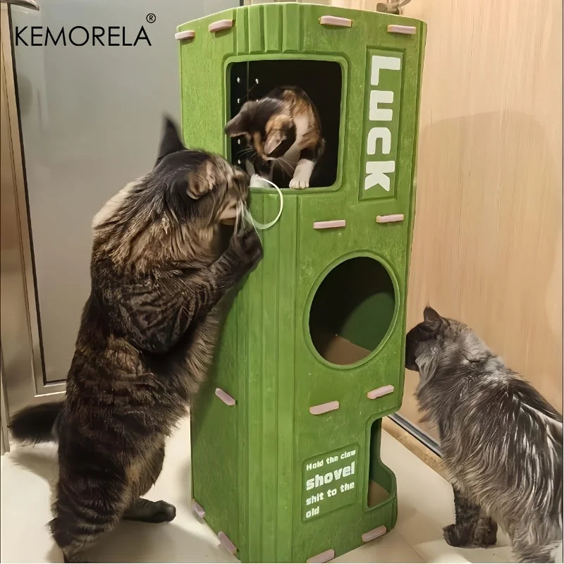 3D Tree-Shaped Cat Condo Large Space Pet Cat Tree with Scratching Posts &amp; Hanging Toys Felt Space-Saving Detachable for Cats Petoria Store