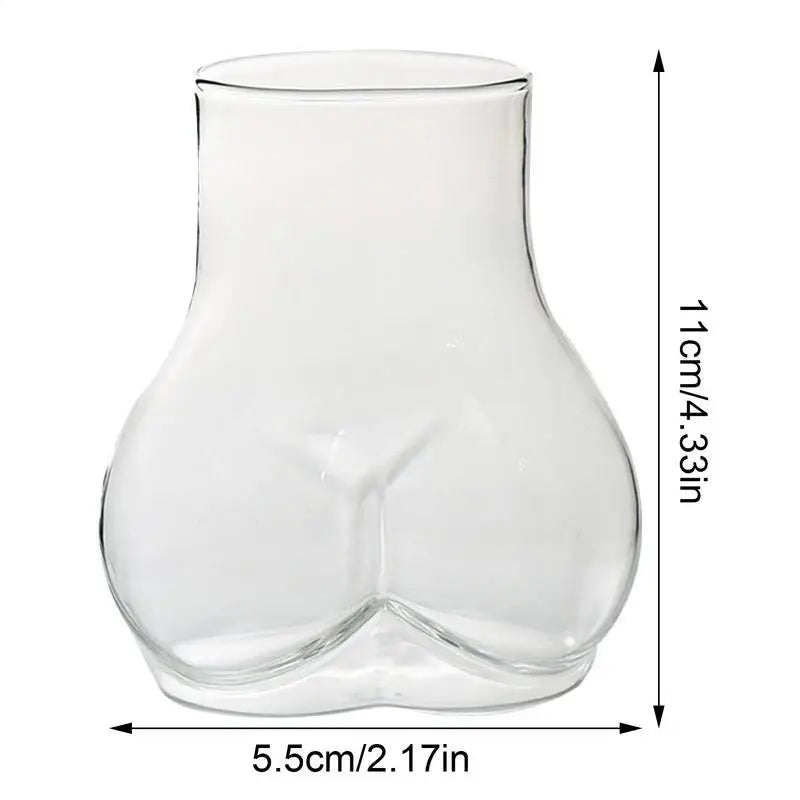 Gesäßförmige Tasse, 450 ml, transparentes Borosilikatglas, Kaffeetasse, tragbare Glastasse für Wasser, Milch, Kaffee, Kakao, lustiges Trinken
