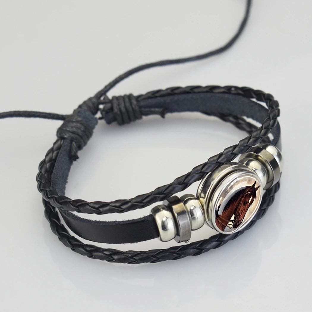 Lederarmband mit Pferdekopf für Damen und Herren