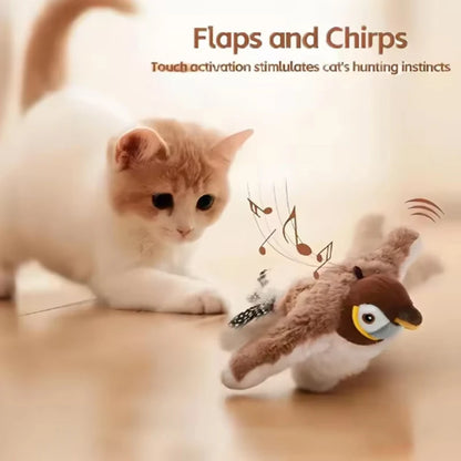 Wiederaufladbarer Plüschvogel mit Bewegung für Katzen