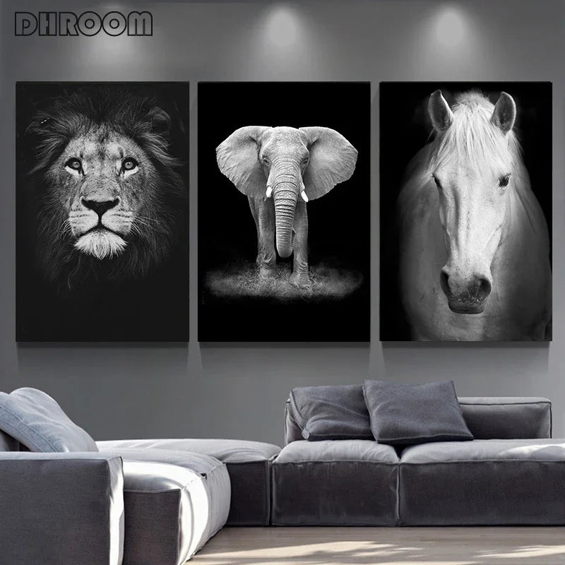 Canvas Painting Animal Wall Art Lion Elephant Deer Zebra Posters and Prints Wall Pictures for Living Room Decoration Home Decor Petoria Store