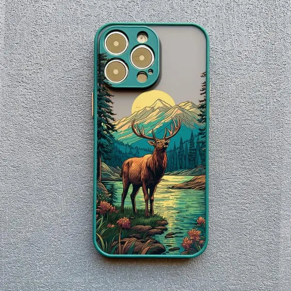Tiere Hirsch Bär Pfau Matte Handyhülle für iPhone 16 15 14 13 12 11 Pro Max 13 12 Mini 15 14 Plus XS XR X 7 8 Plus SE2 Cover