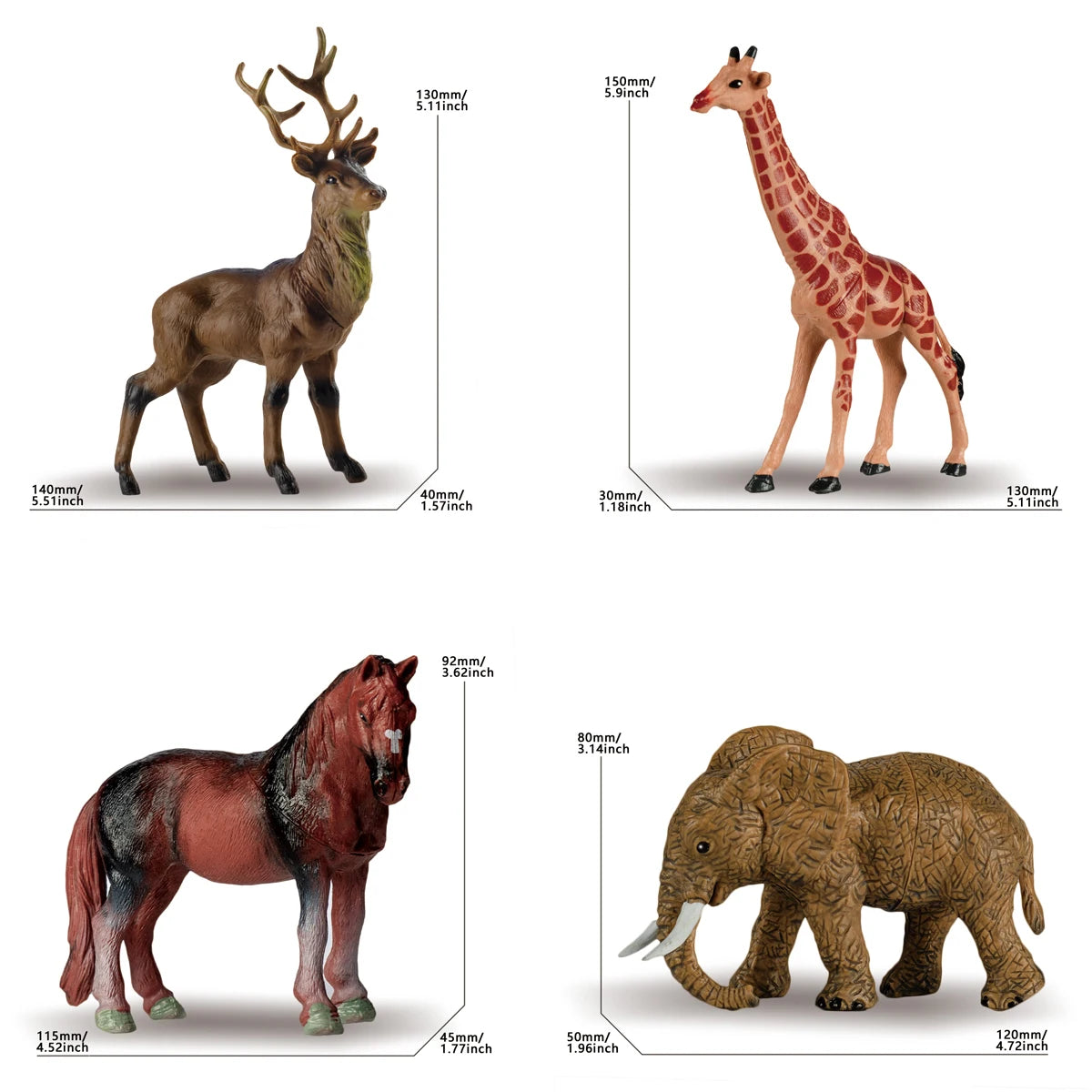 Simulierte Tiermodelle von Wildtieren, Lernspielzeug zur Erkundung der Tierwelt, Elefant, Giraffe, Zebra, Löwe, Tiger, Elch, Geburtstagsgeschenk
