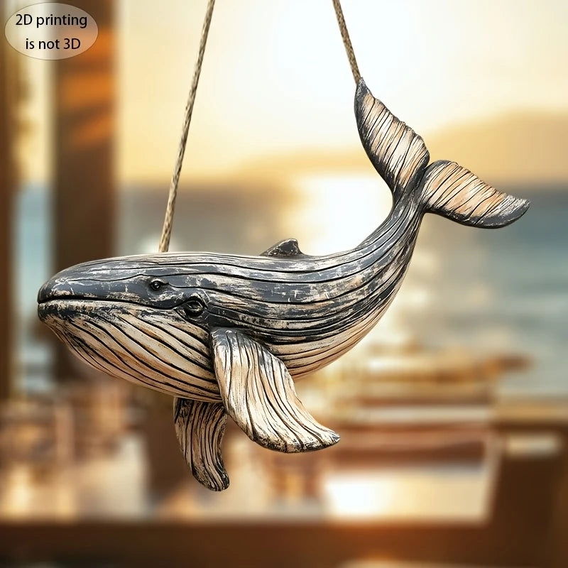 1pcs Wooden Retro Whale Dolphin Wall Decoration 2D Flat Print Exquisite Marine Animal Wooden Pendant Interior Design Decoration Petoria Store
