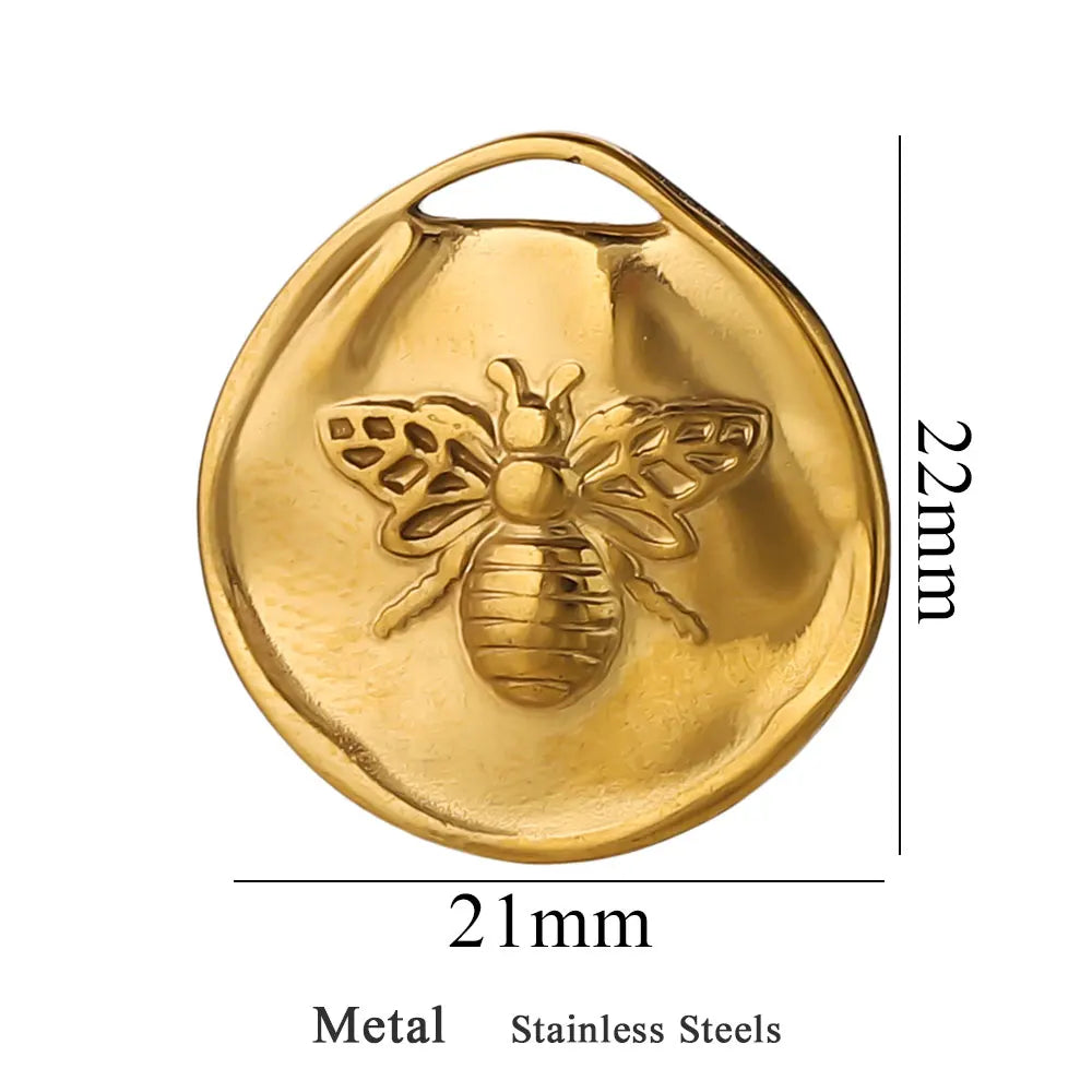 5 Stück Edelstahl-Anhänger, vergoldet, für die Schmuckherstellung, runde böse Tiere, Anhänger für DIY-Halsketten, Ohrringe, Armbänder, Zubehör