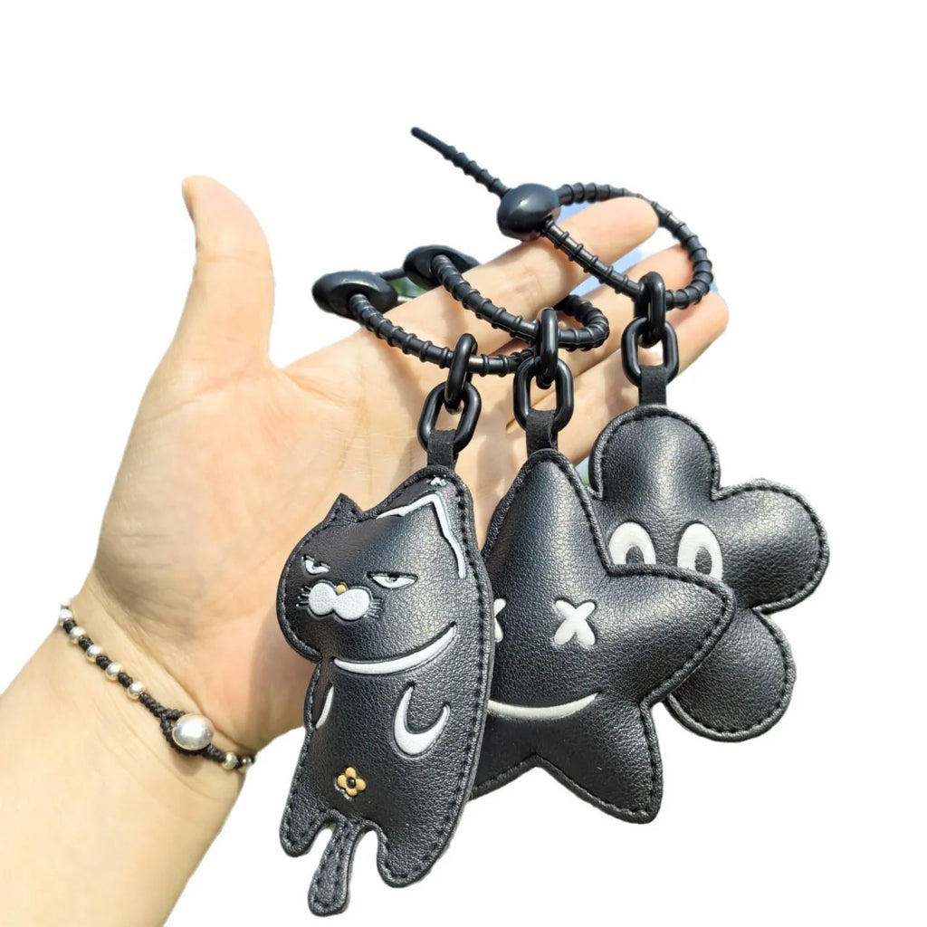 Cartoon Ausdruck Katze Schlüsselanhänger Tiere Leder Anhänger Auto Schlüsselanhänger Niedliche Tasche Zubehör Mädchen Geschenk