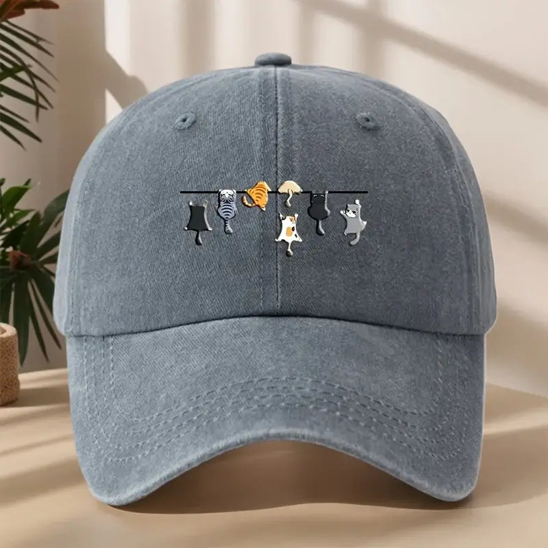 Katzen Baseballkappe – Vintage Unisex Cap mit Stickerei
