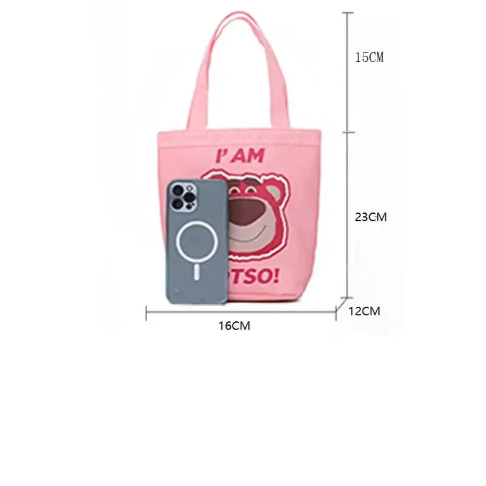 Bucket Bag Portable Cute Animal Pattern Graffiti Handbag Cartoon Print Cylindrical Bag Canvas Bento Bag Handheld Lunch Box Bag Petoria Store