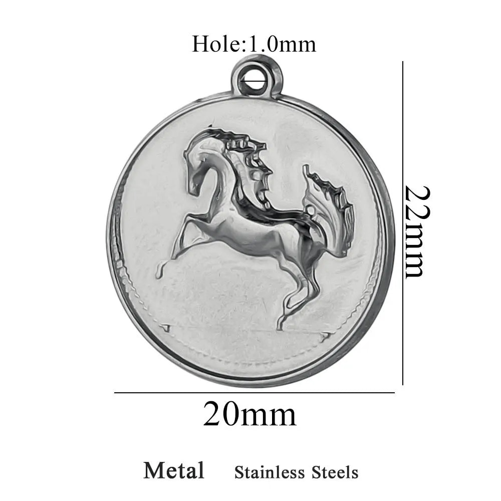 5 Stück Edelstahl-Anhänger, vergoldet, für die Schmuckherstellung, runde böse Tiere, Anhänger für DIY-Halsketten, Ohrringe, Armbänder, Zubehör