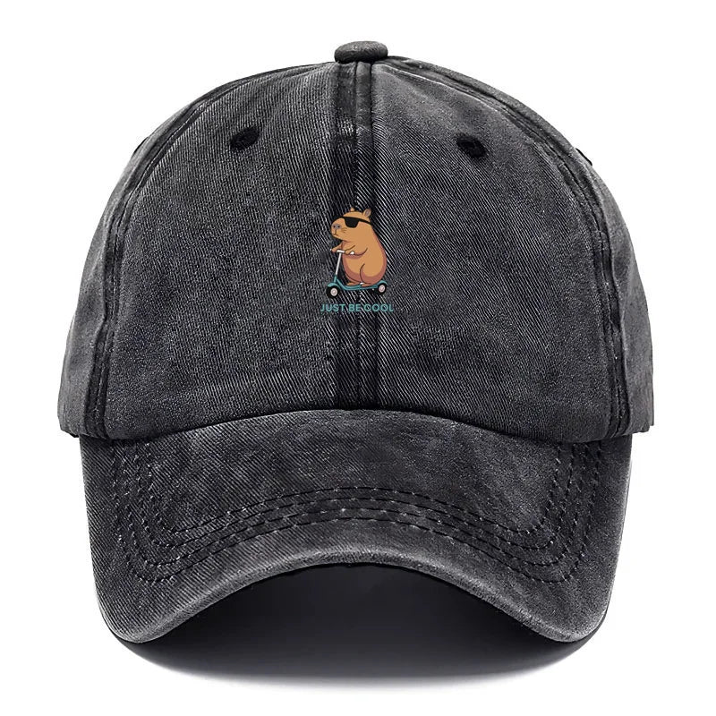 Capybara Cartoon Baseballkappe aus gewaschener Baumwolle für Männer und Frauen, bestickt, Unisex, weiche Hüte, Vintage, lustige Tiermütze, niedliche modische Kappen