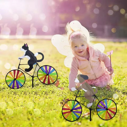 Animal Riding Three-dimensional Cartoon Modelling Windmill Creative Bicycle Wind Spinners Standing Pole Garden Yard Decoration Petoria Store