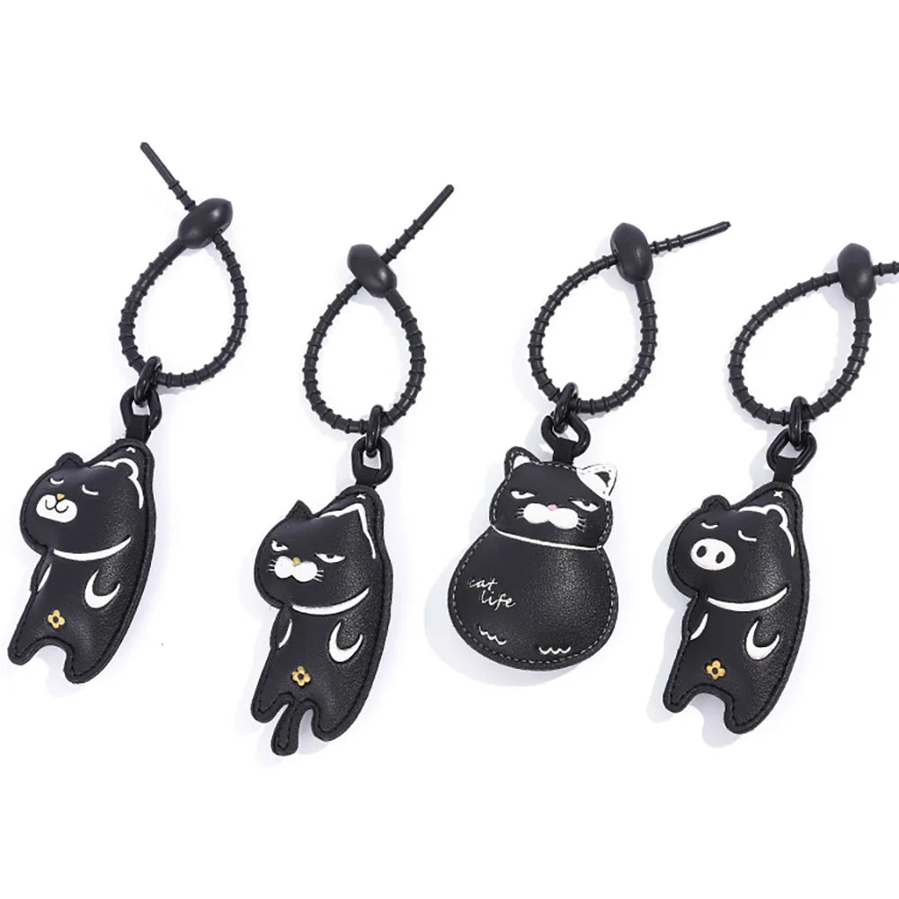 Cartoon Ausdruck Katze Schlüsselanhänger Tiere Leder Anhänger Auto Schlüsselanhänger Niedliche Tasche Zubehör Mädchen Geschenk