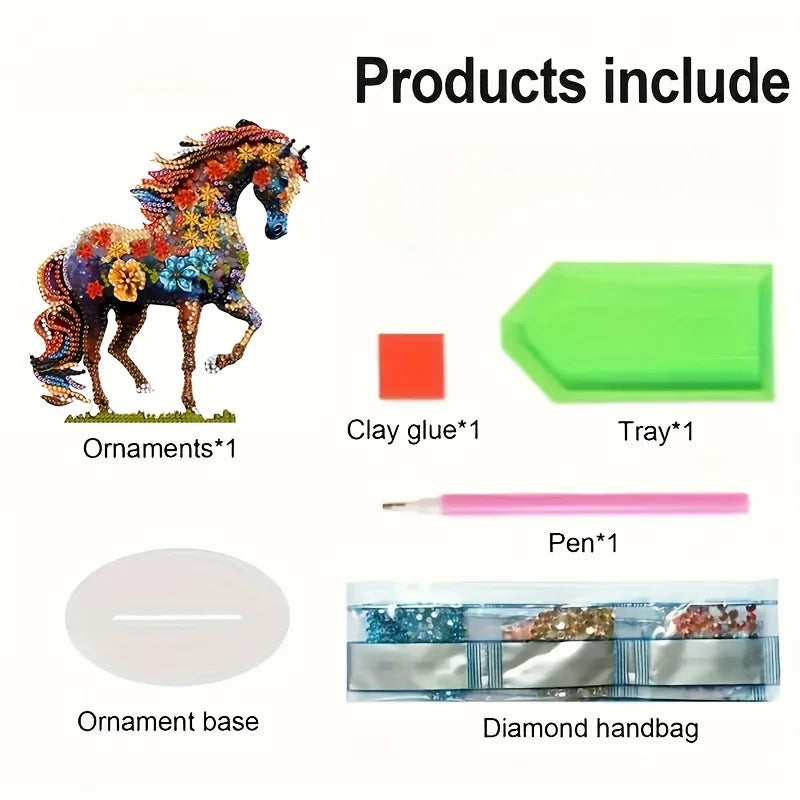 2D/flat diamond drawing animal pattern desktop decoration ornament, DIY unique irregular diamond design, suitable for home decor Petoria Store