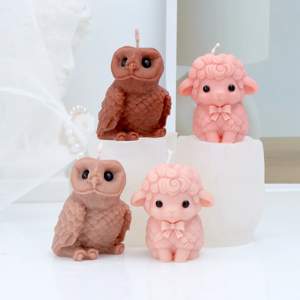 3D Niedliche Schaf-Kerzenform Kawaii Lamm Silikonform DIY Seifen- und Harzform Tier-Kerzenherstellungswerkzeug Heimdekoration Geschenk