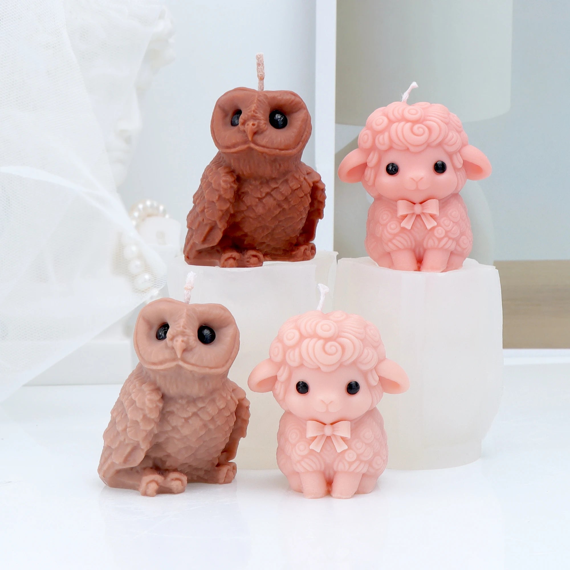 3D Niedliche Schaf-Kerzenform Kawaii Lamm Silikonform DIY Seifen- und Harzform Tier-Kerzenherstellungswerkzeug Heimdekoration Geschenk