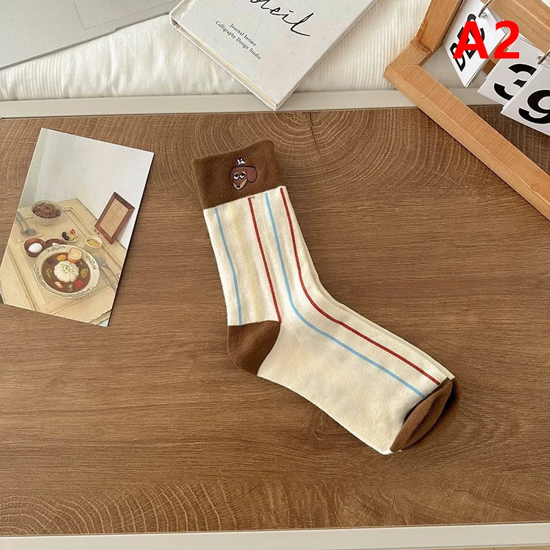 【N】 Lustige Dackel-Tier-Baumwollsocken, Wursthund-Cartoon-Druck, Herbst-Winter, warme, süße Paarsocken