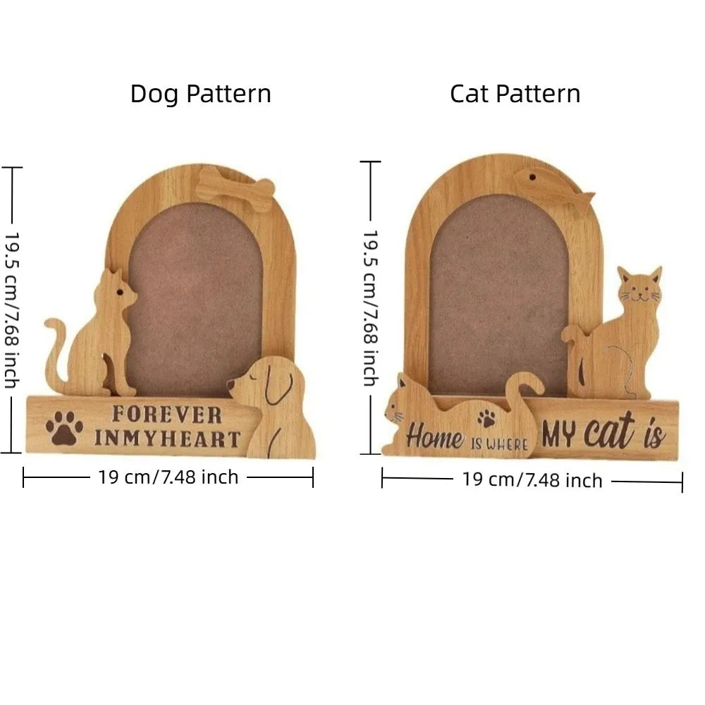 Commemorative Ornaments Wood Pet Photo Frame Handmade Dog/Cat Shape Cat Keepsake Frame Cartoon Pet Photo Display Bedroom Display Petoria Store