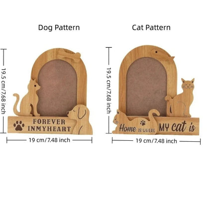 Commemorative Ornaments Wood Pet Photo Frame Handmade Dog/Cat Shape Cat Keepsake Frame Cartoon Pet Photo Display Bedroom Display Petoria Store