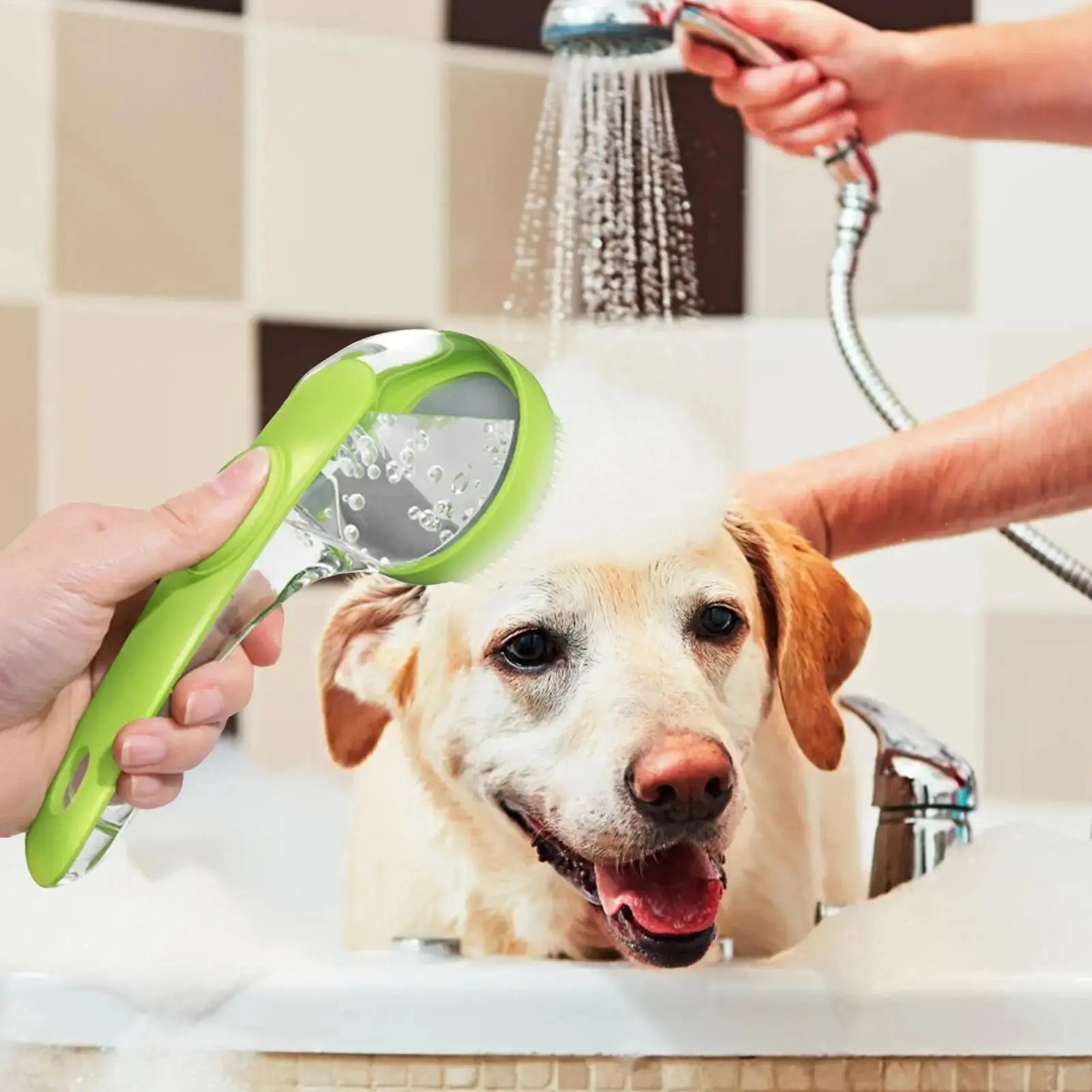 Silikon-Badebürste mit Seifenspender für Hunde und Katzen Petoria