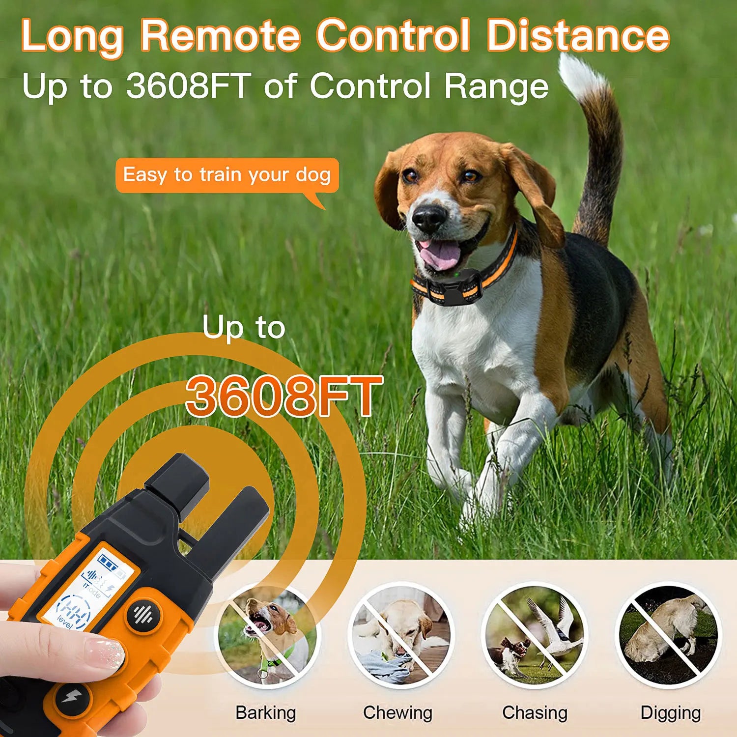 3300 Fuß elektrisches Hundetrainingshalsband mit Fernbedienung, wasserdichtes Haustierverhalten für 5–120 lbs Welpen mit Stoßvibration