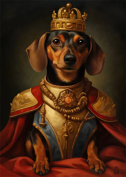 Animal Dog Portrait Art Canvas Painting Dog Dressed King Funny Posters and Prints Wall Art Pictures for Home Living Room Decor Petoria Store