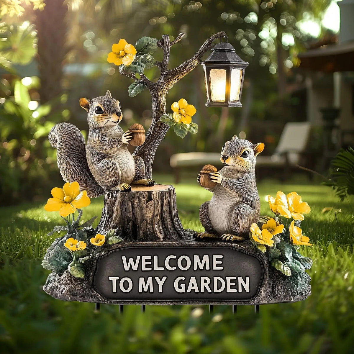 Squirrel Decorative Garden Stake 2D Planter Pot Decor for Bonsai Courtyard Petoria Store