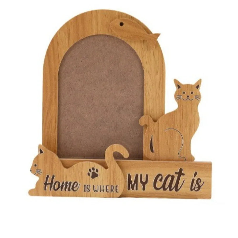 Commemorative Ornaments Wood Pet Photo Frame Handmade Dog/Cat Shape Cat Keepsake Frame Cartoon Pet Photo Display Bedroom Display Petoria Store