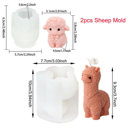 🐑 Petoria™ Schaf &amp; Alpaka Silikonform für Kerzen