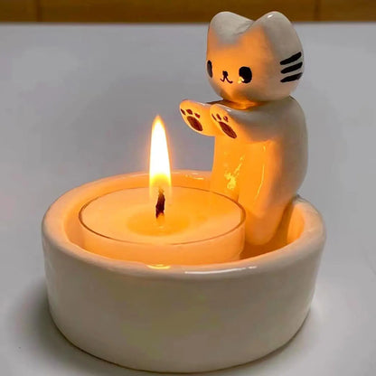 Katzen Kerzenhalter für Teelichter Premium