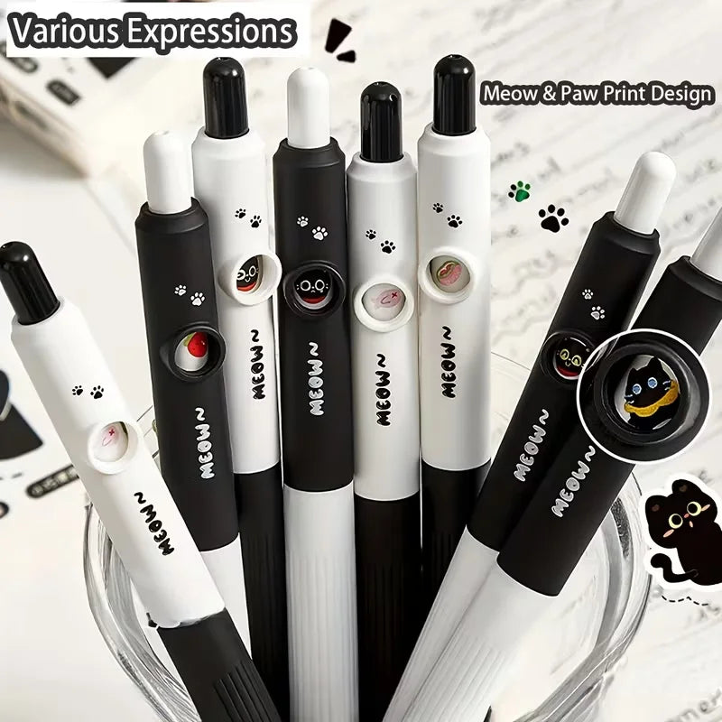 4 Stück Kawaii-Katzenstifte, Pfote 0,5 mm, schnell trocknend, schwarze Tinte, glattes Schreiben, einziehbare Stifte, Schule, Journaling, Geburtstag, Weihnachten, Geschenk ﻿